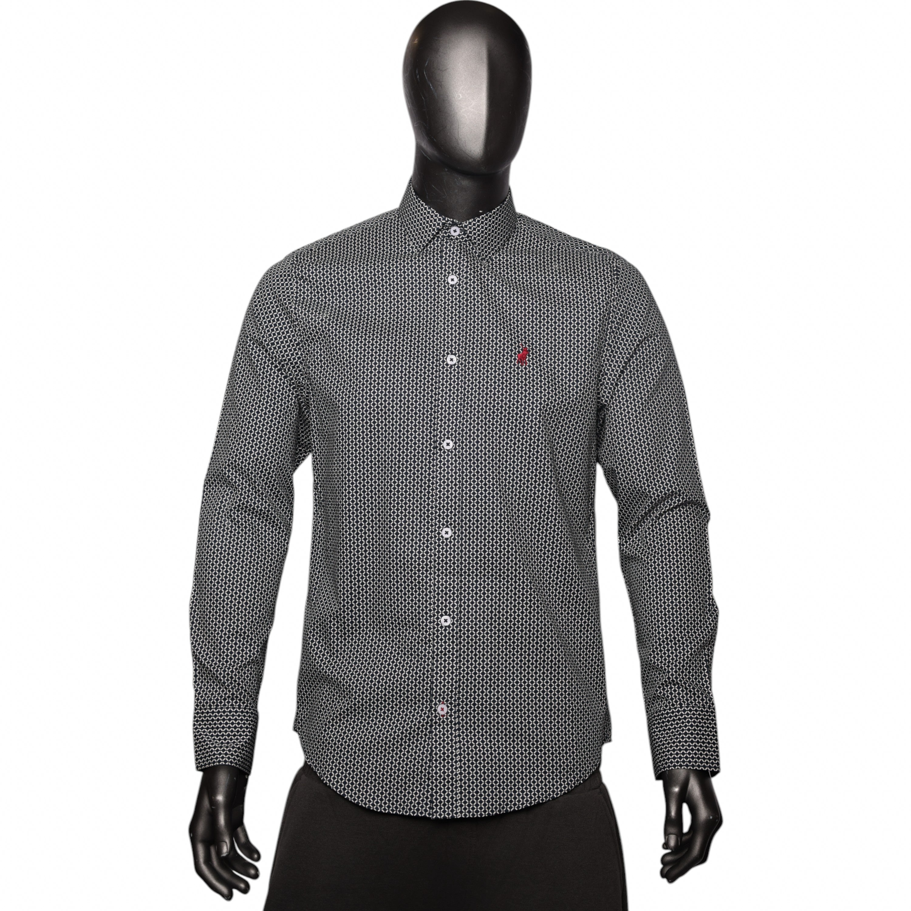 Polo Shirt Micro Gemtric Printed Navy
